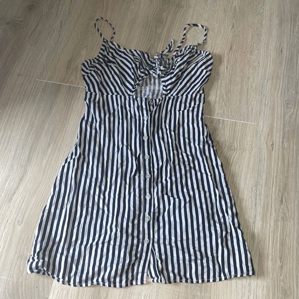 LA HEARTS NAVY AND WHITE STRIPED MINI DRESS​